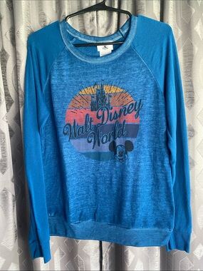 Women’s Small Disney Parks Blue Retro Graphics Sweater